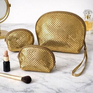 ✨ Gold Mesh Makeup Bag Set of 3 · Cosmetic Pouches · New ✨
